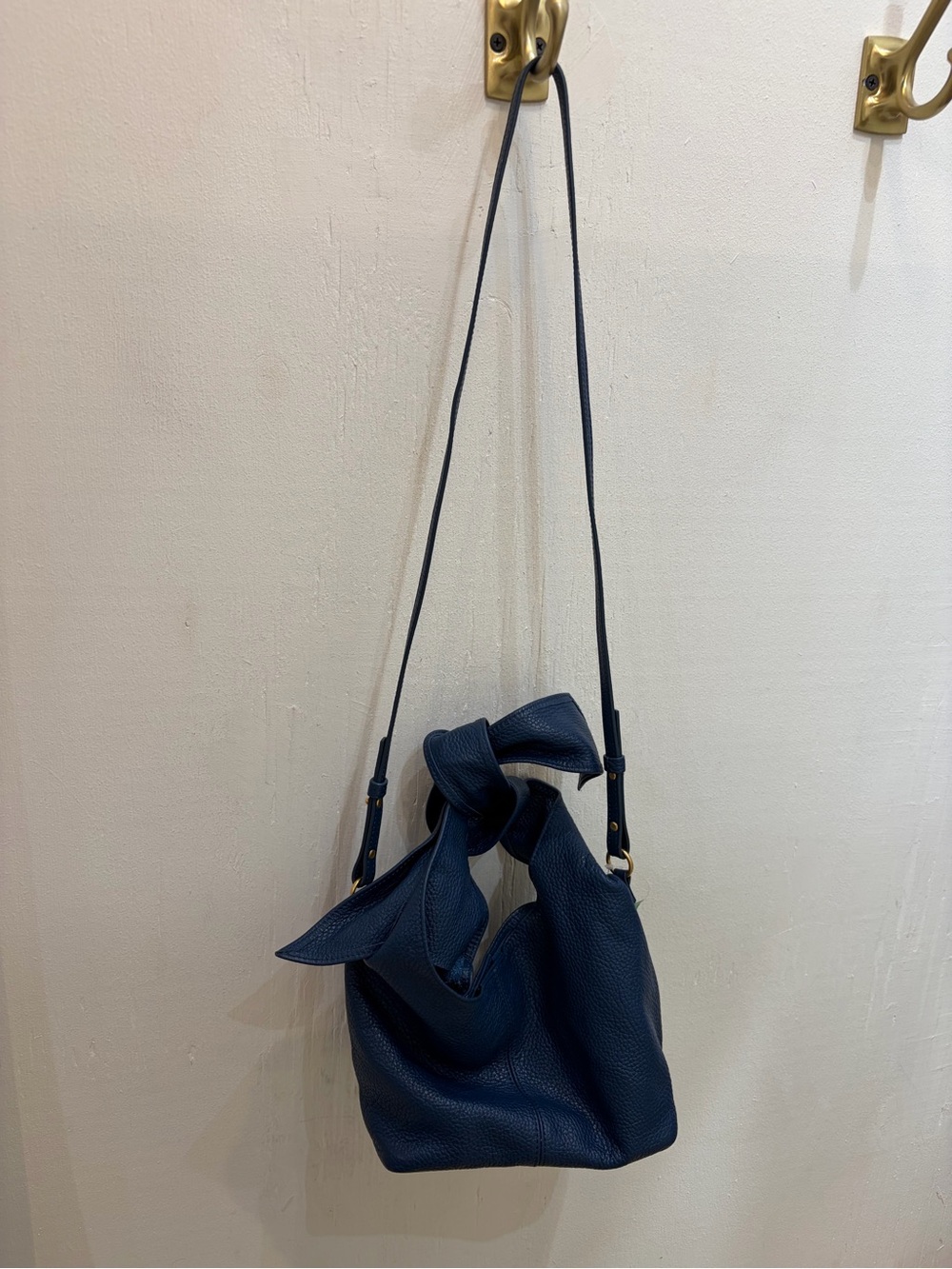 Elie Tahari Leather Knot-Top Shoulder Bag - Navy